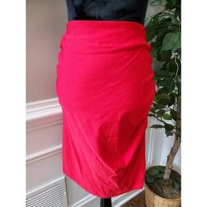 Grace Karin Women Solid Red Rayon Comfort Waist Ruffle Knee Length Skirt Size XL